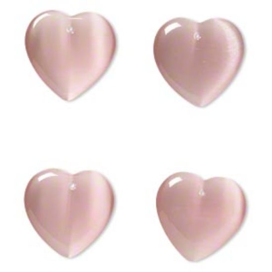 Picture of Cat's eye glass Heart 25mm top-drilled Light Pink  x1