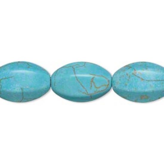 Picture of Magnesite (stabilized) 6-sided oval 16x10mm Teal x38cm
