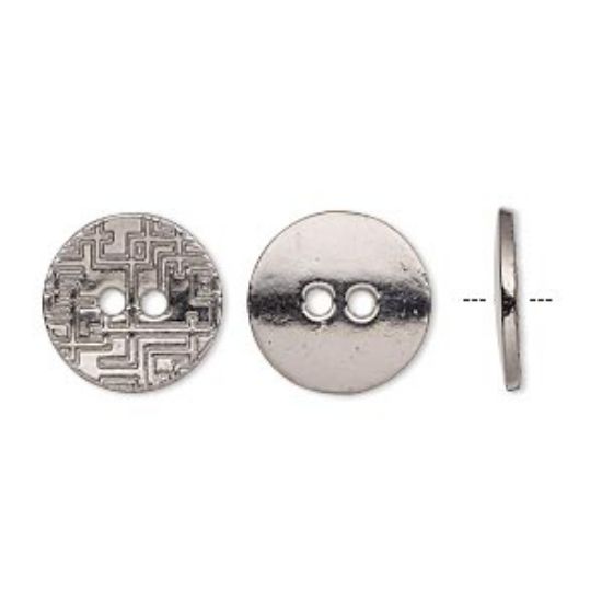 Picture of Button 15mm single-sided flat round with geometric design Gunmetal x5