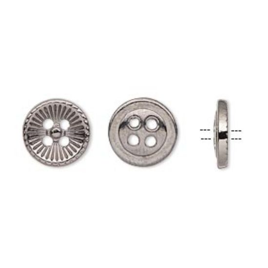 Picture of Button 11.5mm single-sided corrugated round Gunmetal x10