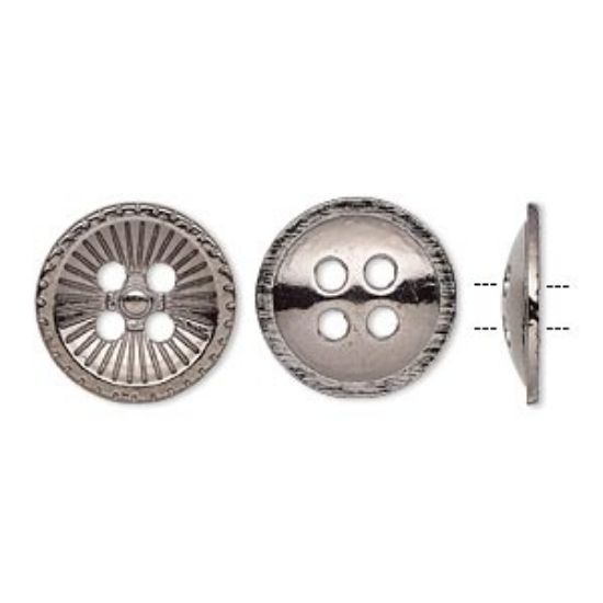 Picture of Button 18mm single-sided corrugated round Gunmetal x5