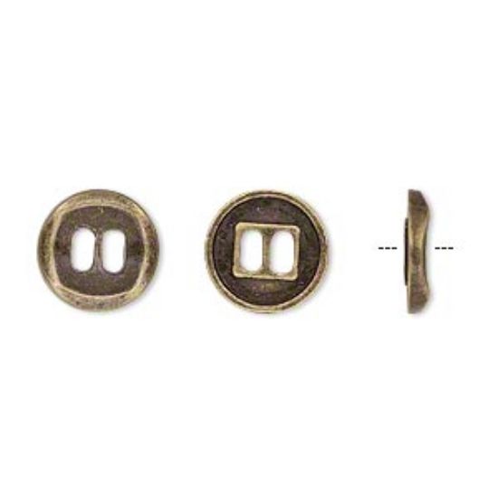 Picture of Button 11mm single-sided concaved flat round Antique Brass x10