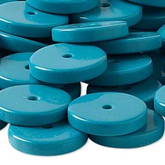 Picture of Resin Bead 20x4mm heishi Opaque Teal x10