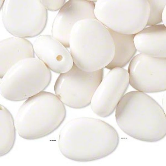 Picture of Resin Bead 22x18mm puffed Drop Opaque White x10