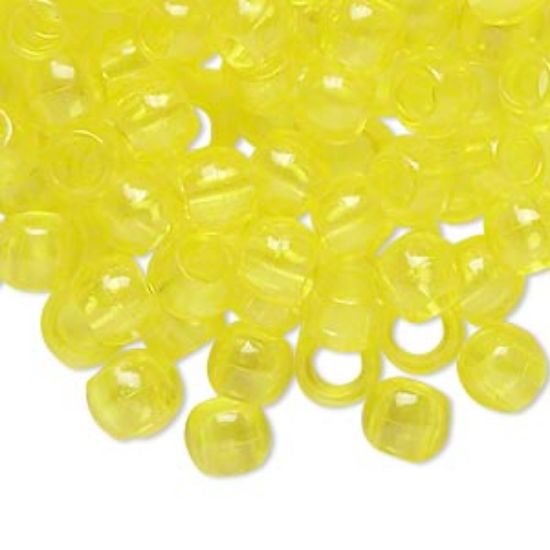 Picture of Acrylic Pony bead 7x5mm w/ 3.5mm hole Transparent Yellow x100