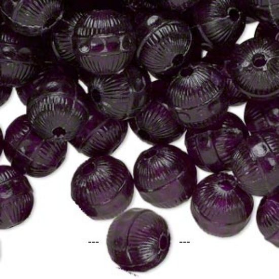 Picture of Acrlyic Bead 10mm textured round Transparent Dark Purple x50