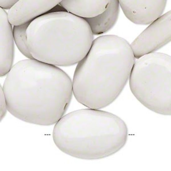 Picture of Bead mix, porcelain, white, 22x22mm-42x28mm mixed shape. Sold per pkg of 24.