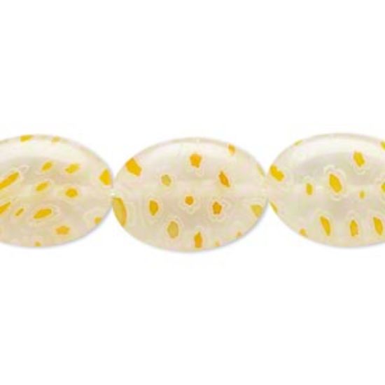 Picture of Millefiori Glass Bead Oval 18x13mm Yellow x6