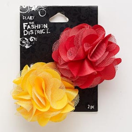 Picture of Brooch/Hair Clip Flower Red and Yellow, x2