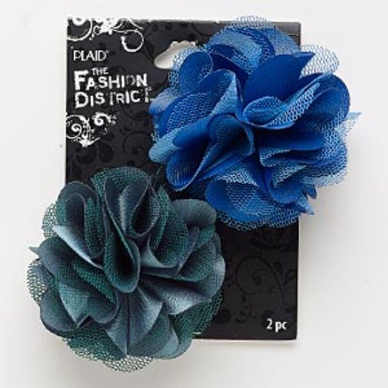 Picture of Brooch/Hair Clip Flower Blue and Teal Green, x2