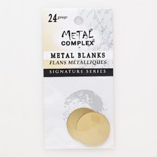 Picture of Embellishment, brass, 25mm undrilled shiny round blank, 24 gauge. Sold per pkg of 3.