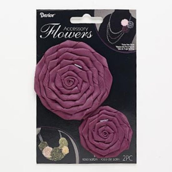 Picture of Satin Sew-on component Rose Eggplant  x2