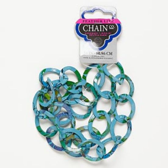 Picture of Aluminum Chain Twisted Cable 32x25mm "pop art design" Teal x60cm