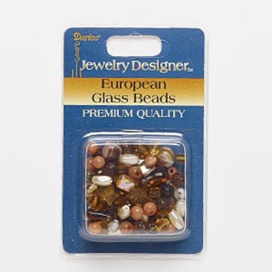 Picture of Bead mix, cat's eye and Czech glass, multi-brown, 4mm-15x8mm mixed shape. Sold per 1-ounce pkg, approximately 110 beads.