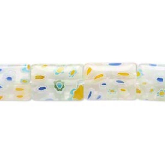 Picture of Millefiori Glass clear and multicolored, 13x9mm-14x10mm puffed rectangle x38cm