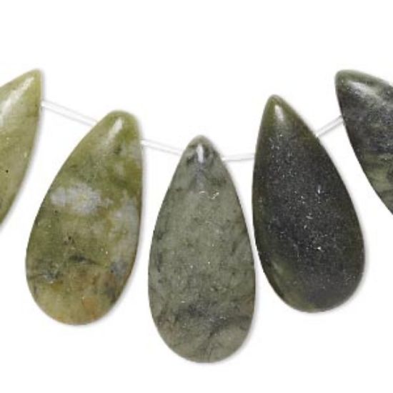 Picture of Olive New "Jade" (natural), 24x11mm-26x13mm puffed teardrop with flat back x5