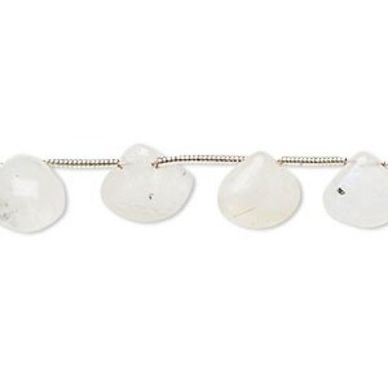 Picture of Rainbow Moonstone (natural) +/-10mm hand-cut top-drilled puffed teardrop x6