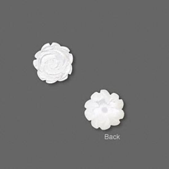 Picture of Mother-of-Pearl Shell 10-12mm half-drilled rose White x2
