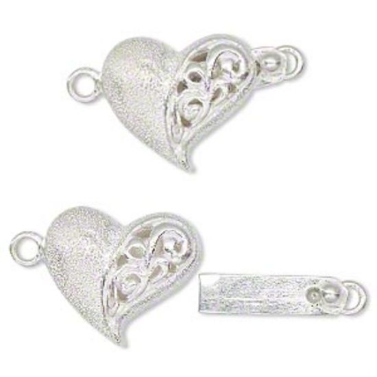 Picture of 925 Silver Clasp box 19x16mm textured filigree Heart x1