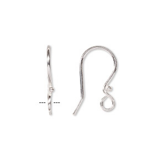 Picture of 925 Silver Ear wire 18mm fishhook w/ 1.5mm ball w/ open loop x2