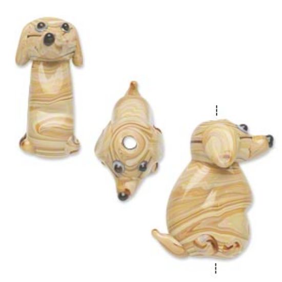 Picture of Lampwork  glass bead Dog 25x22mm Brown x1