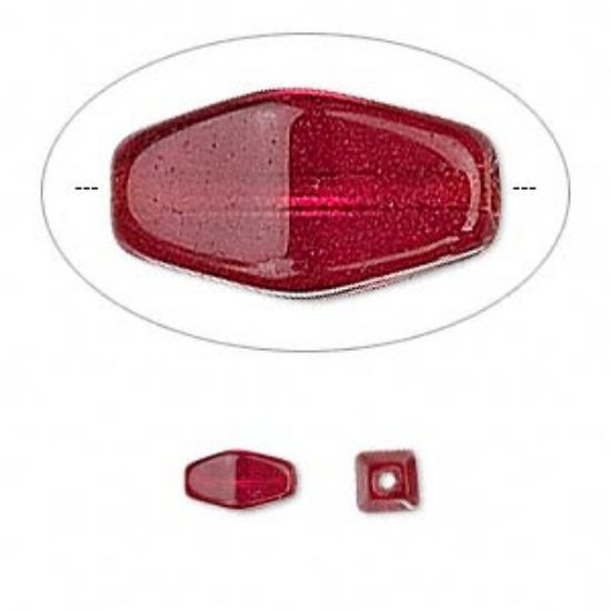 Picture of Bead, Preciosa Czech pressed glass, ruby red, 8.5x4.5mm 4-sided double cone. Sold per 16-inch strand.