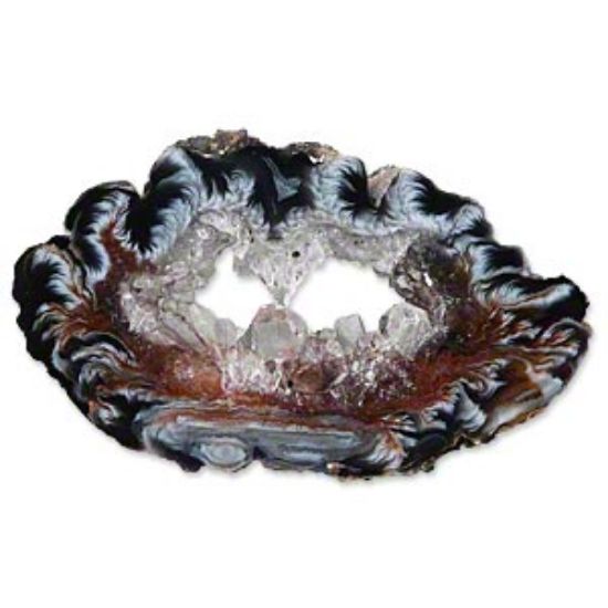 Picture of Agate geode (natural) 48x28mm-53x32mm undrilled freeform slice with crystallized center x1