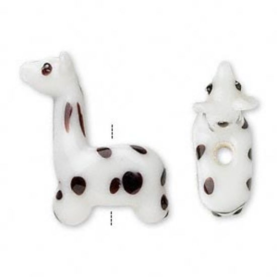 Picture of Glass Beads Giraffe Beads 26x18mm Black/White X1