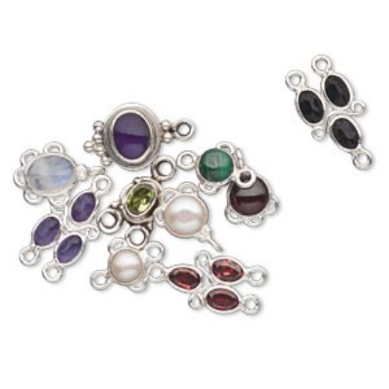 Picture of 9S5 Silver Link and Drop mix and multi-gemstone, 9x4mm-30x16mm mixed shapes x4