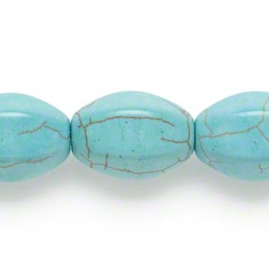 Picture of Magnesite (stabilized) 6-sided Oval 20x13mm Green Turquoise x38cm