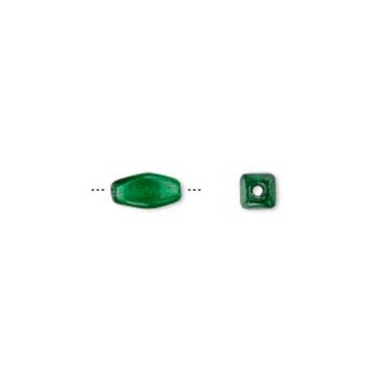 Picture of Bead, Preciosa Czech pressed glass, emerald green, 8.5x4.5mm 4-sided double cone. Sold per 16-inch strand.