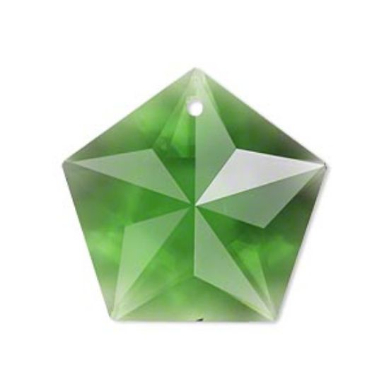 Picture of Drop, glass, green, 29x28mm faceted pentagon x1
