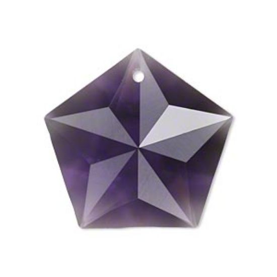 Picture of Drop, glass, purple, 29x28mm faceted pentagon x1