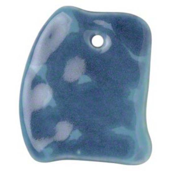 Picture of Porcelain Pendant  irregular rectangle 43x35mm Blue x1