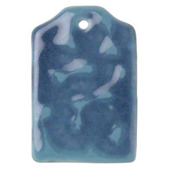 Picture of Porcelain Pendant irregular tag 59x40mm Blue x1