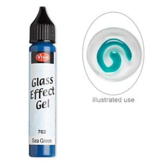 Picture of Glass effect gel, Viva Décor, transparent sea green, fine tip. Sold per 25-milliliter bottle.