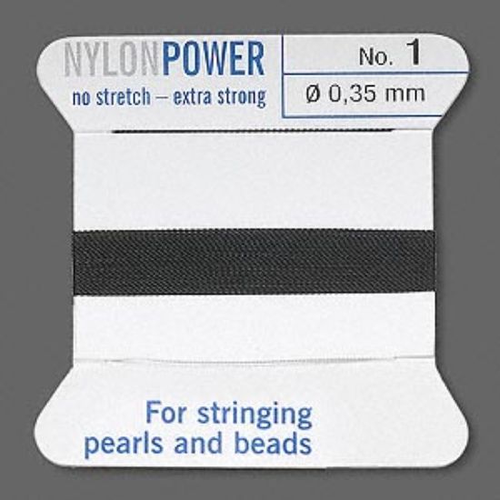 Picture of Thread, nylon, black, size #1. Sold per 2-yard card.