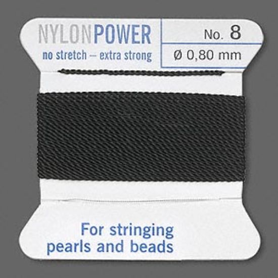 Picture of Thread, nylon, black, size #8. Sold per 2-meter card.