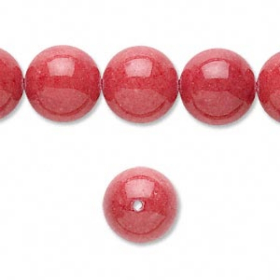 Picture of Mountain "Jade" 12mm round Coral Red x5