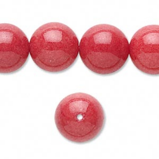 Picture of Mountain "Jade" bead 14mm round Coral Red x5