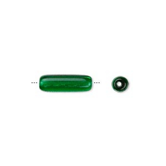 Picture of Czech glass bead 14x4.5mm tube Emerald x10
