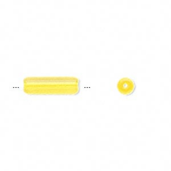 Picture of Czech glass bead 14x4.5mm tube Opaque Yellow x10