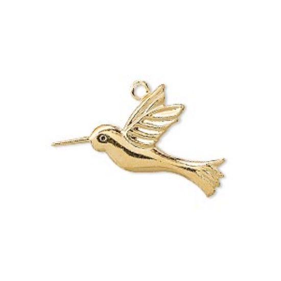 Picture of Charm Hummingbird 25x19mm Gold Plate x1