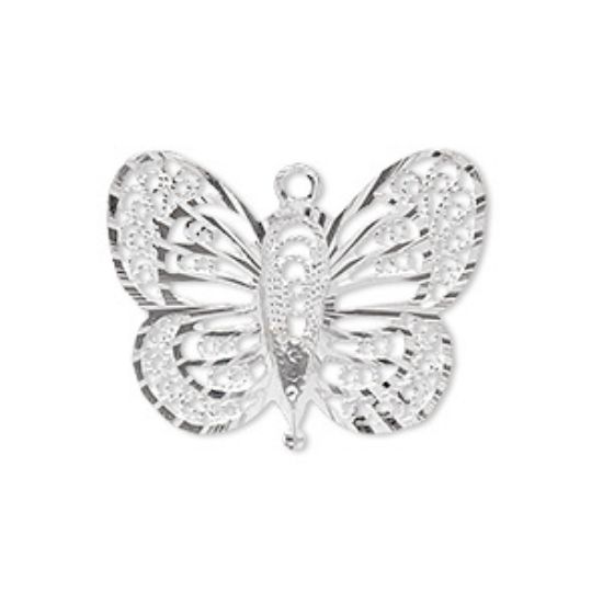 Picture of 925 Silver Charm 27x22x1.5mm diamond-cut butterfly x1