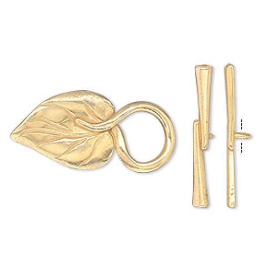 Picture of Clasp JBB Findings toggle gold-plated 26.5x13mm single-sided leaf with hidden loop x1
