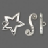 Picture of Clasp Toggle 21x20mm star and bar with "wish." Antique Silver x1