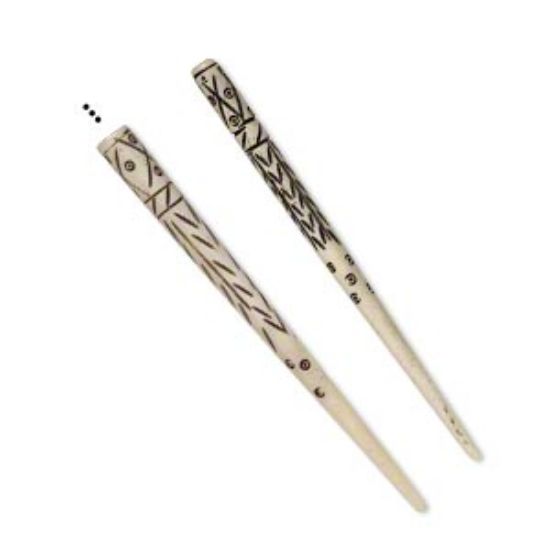Picture of Bone (natural) Hair stick 115mm with carved design x1