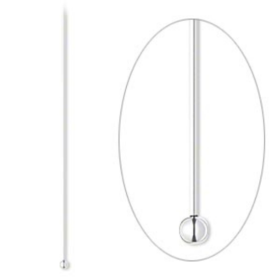 Picture of 925 Silver Ball Pin 50mm 24 gauge (0,51mm) x2