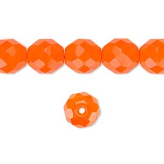 Picture of Fire-Polished 10mm Opaque Tangerine x10