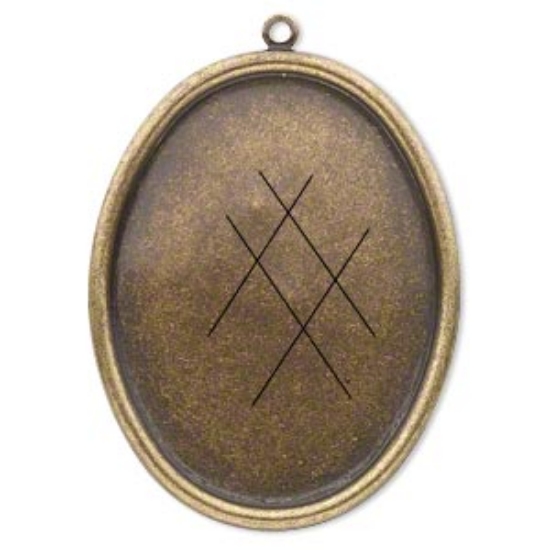 Picture of Pendant setting 40x30mm oval Antiqued Brass x1